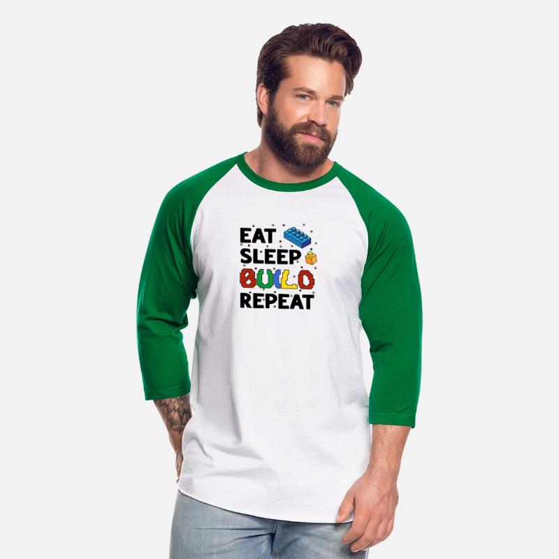 Funny Eat Sleep Build Repeat Building Blocks Men