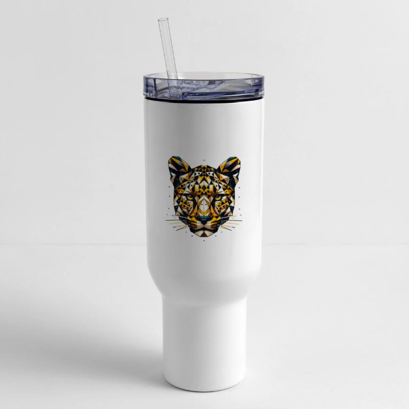 geometric leopard head - polygon motif