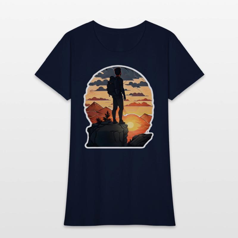 Hiker Standing On A Rocky Ledge