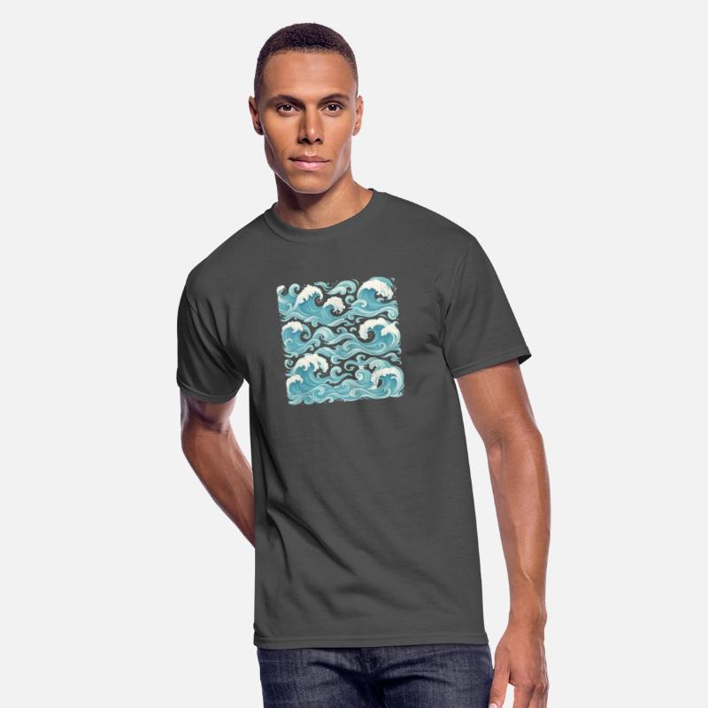 Lush Ocean Wave Pattern Japanese Wave Design Blue