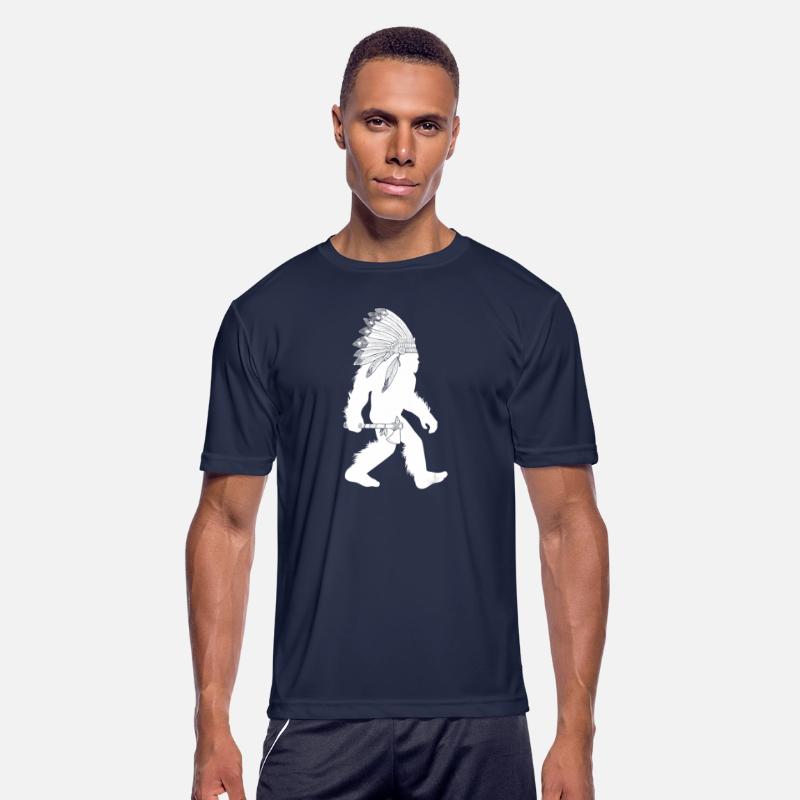 native american bigfoot wearing head holding