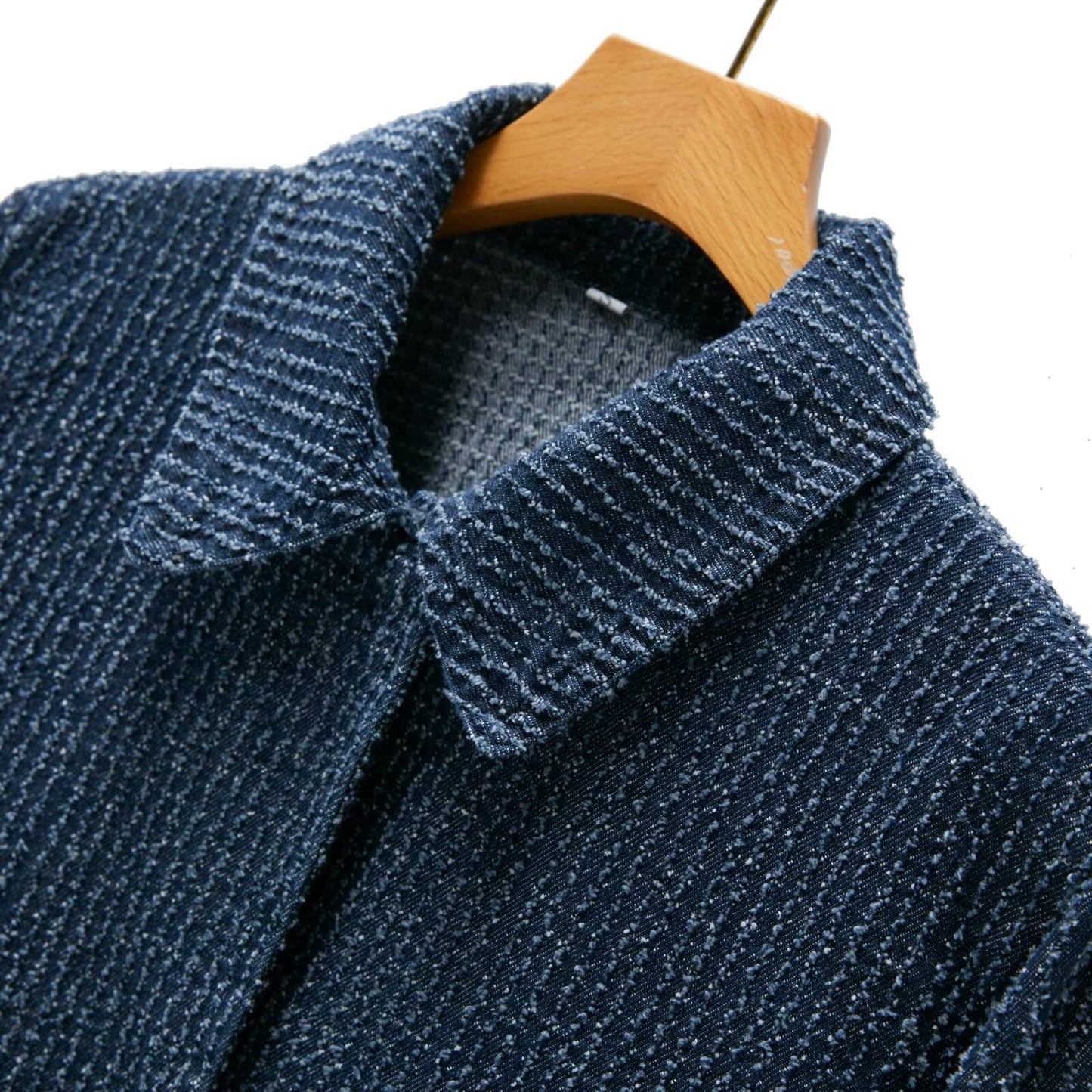 Collar long sleeved pocket decorative texture denim jacket for women