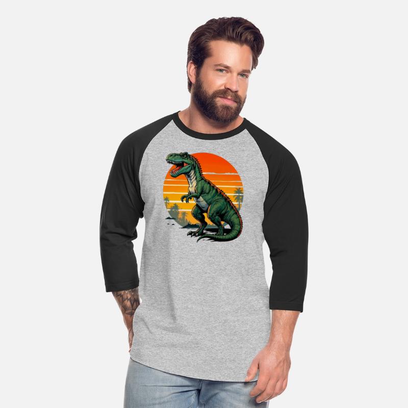 A T Rex dinosaur in front of the sun