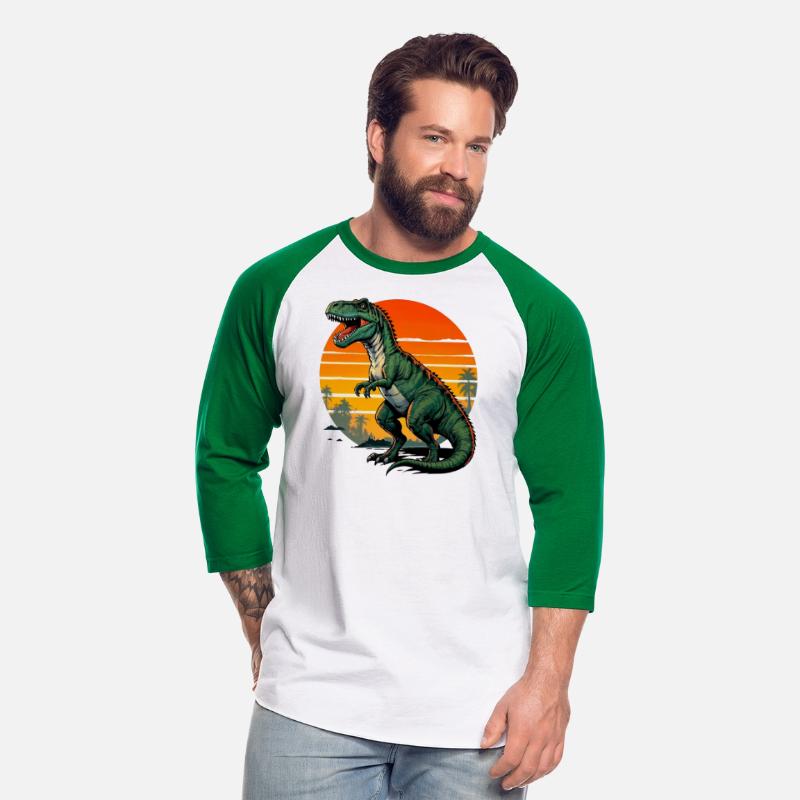 A T Rex dinosaur in front of the sun