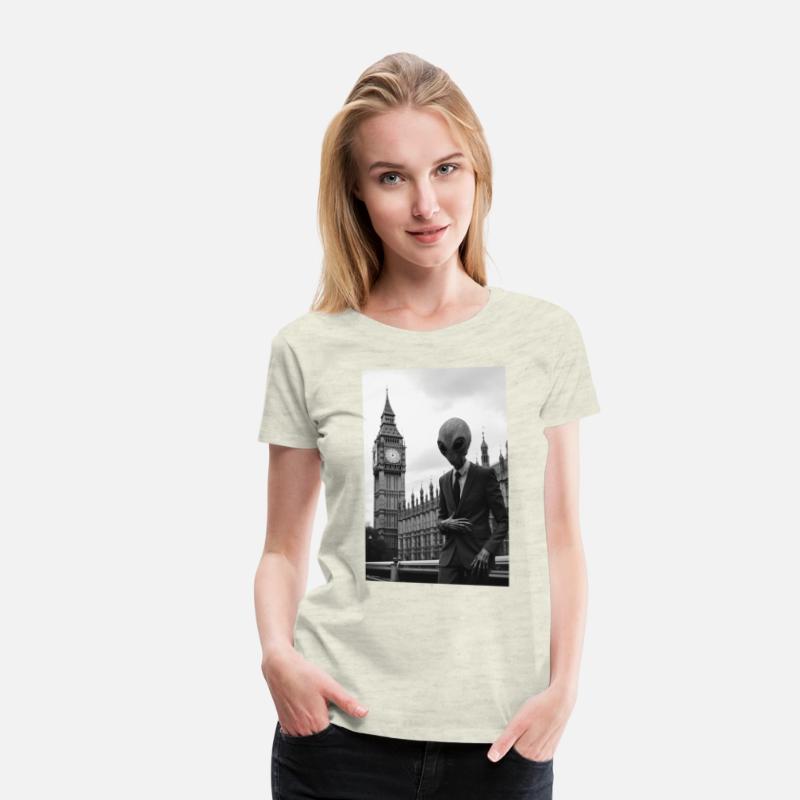 Alien in Suit at London's Parliament - B&W Photo