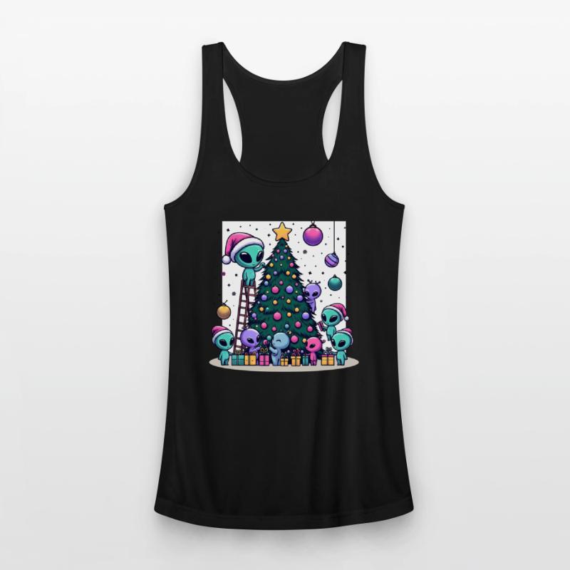 Aliens decorate Christmas tree