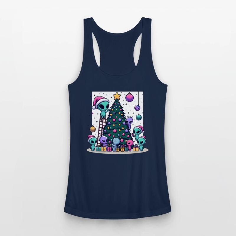 Aliens decorate Christmas tree