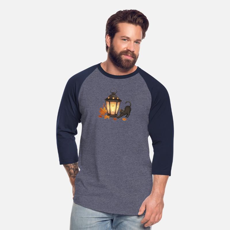 Autumn Night Lantern with Playful Cat