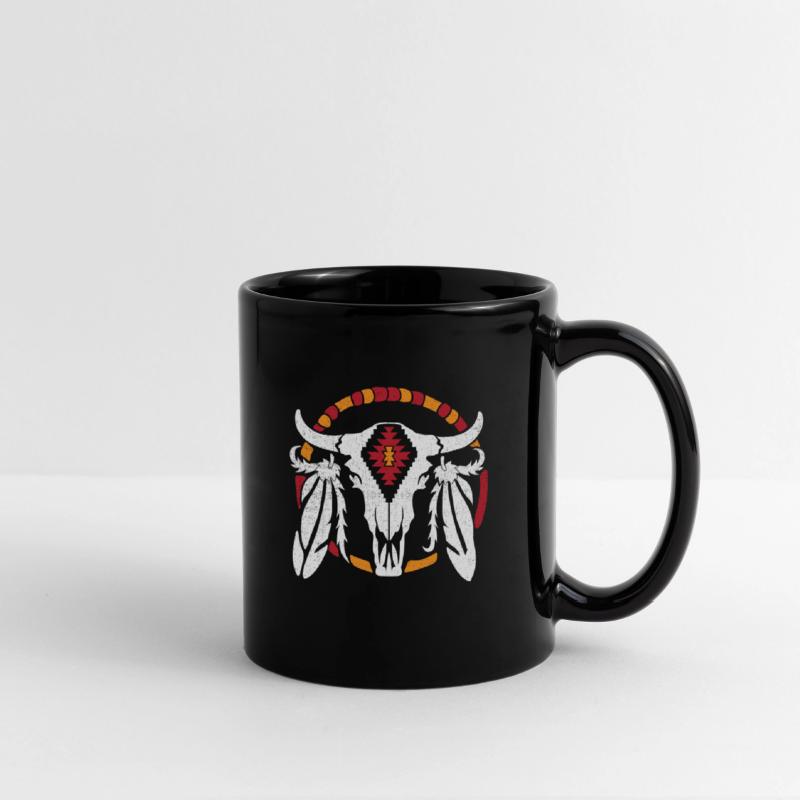 Aztec Pattern Cow Skull Cowboy Indian Mexican