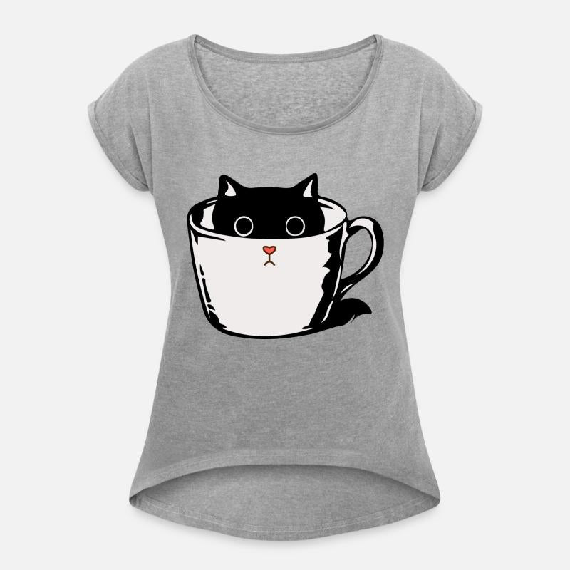 Black kitten with red nose hiding in a cup