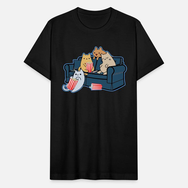 Cats Eating Popcorn And Watching Movie Night