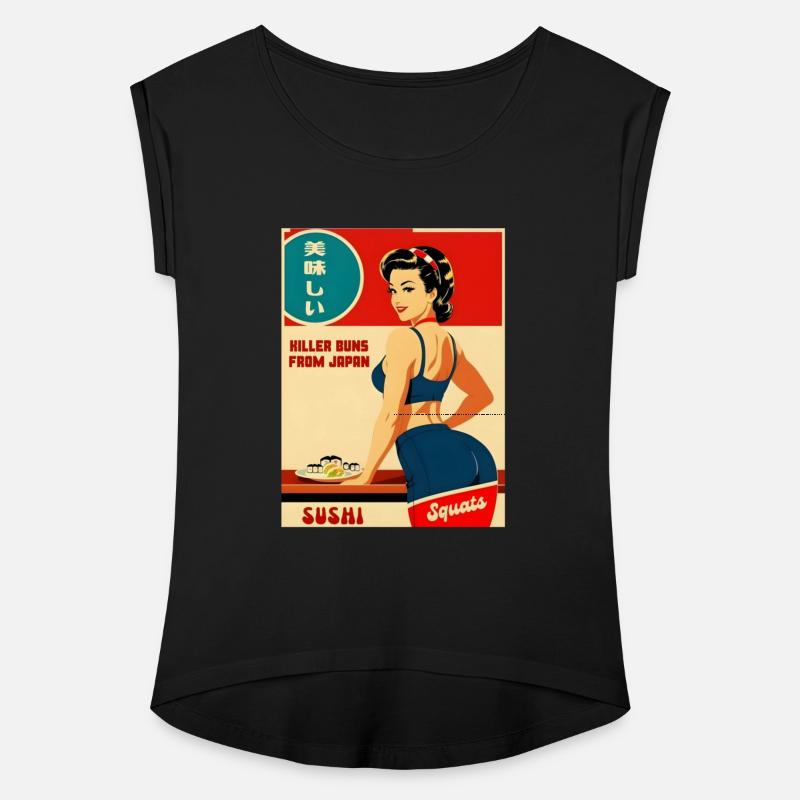 Cheeky Vintage Art Style Japan Sushi Fitness Humor