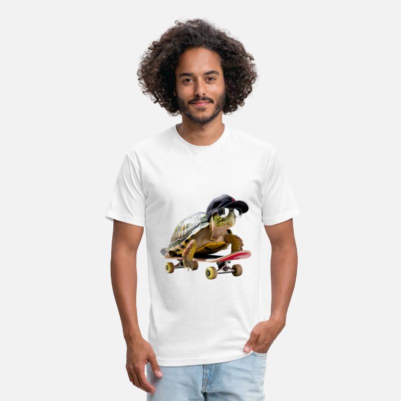 Chill turtle on a skateboard with cap and sunglass
