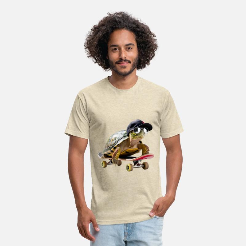 Chill turtle on a skateboard with cap and sunglass