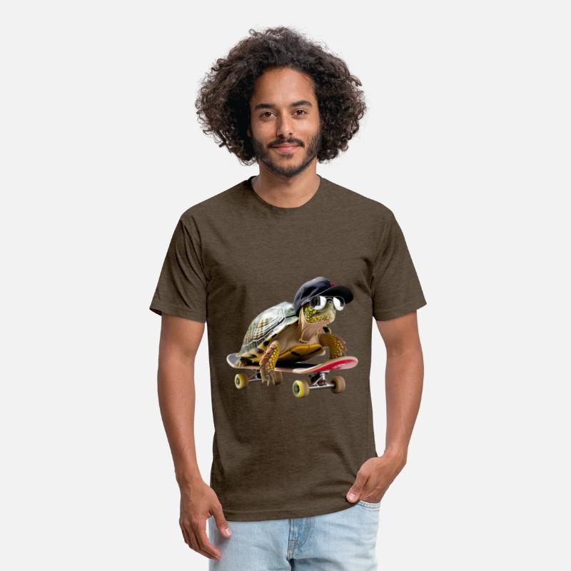 Chill turtle on a skateboard with cap and sunglass