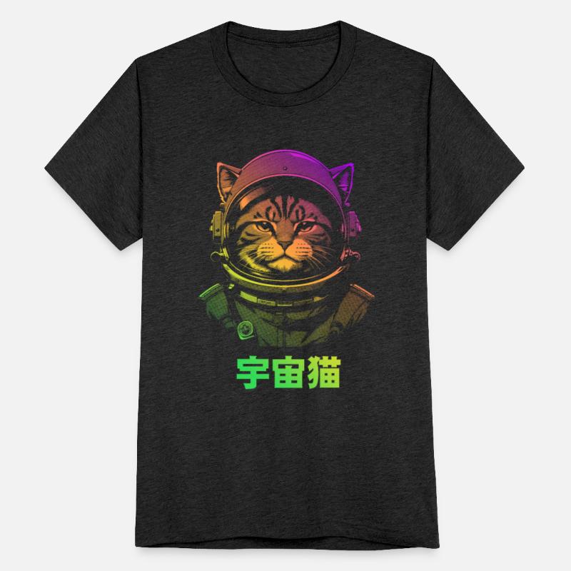 Collorfull Space Cat in cosmonaut suit with helmet