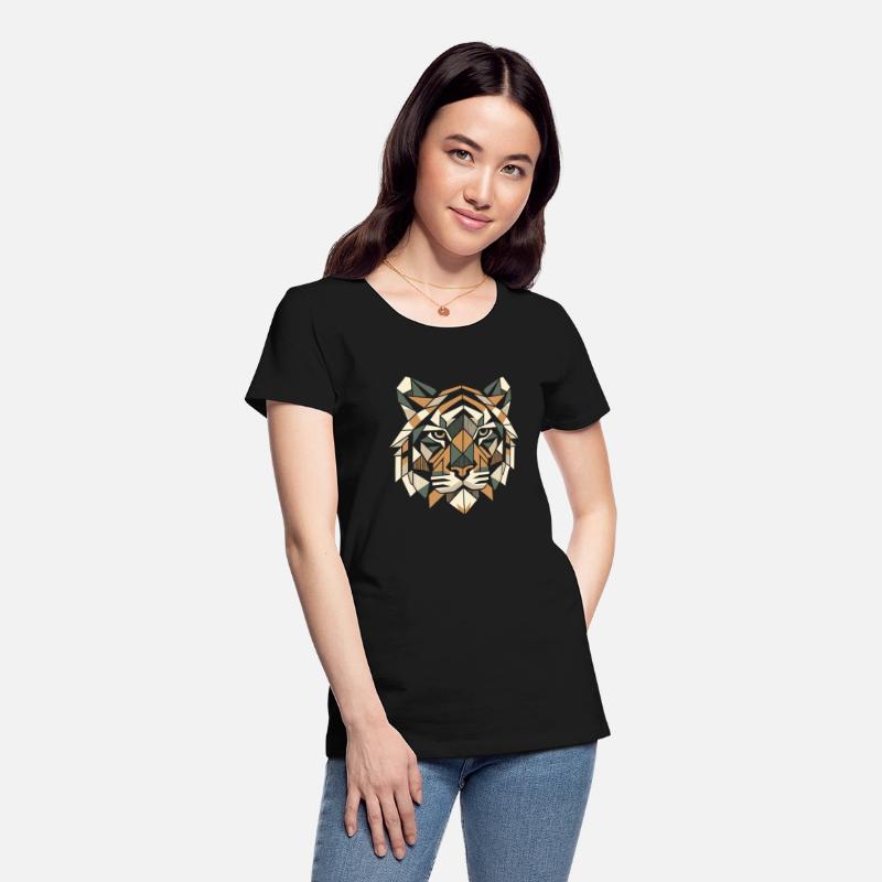 Colorful, geometric tiger head - polygon motif