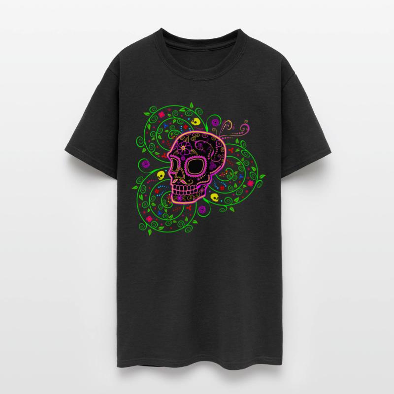 Colorful Sugar Skull and Spiral Design