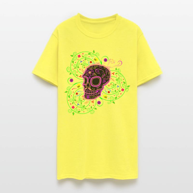 Colorful Sugar Skull and Spiral Design