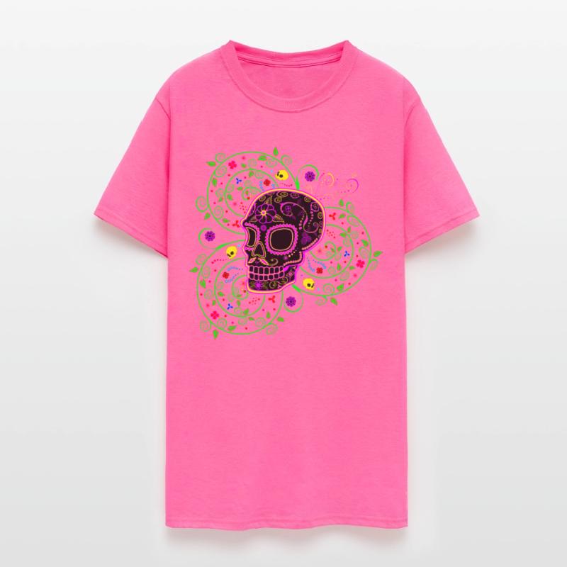 Colorful Sugar Skull and Spiral Design