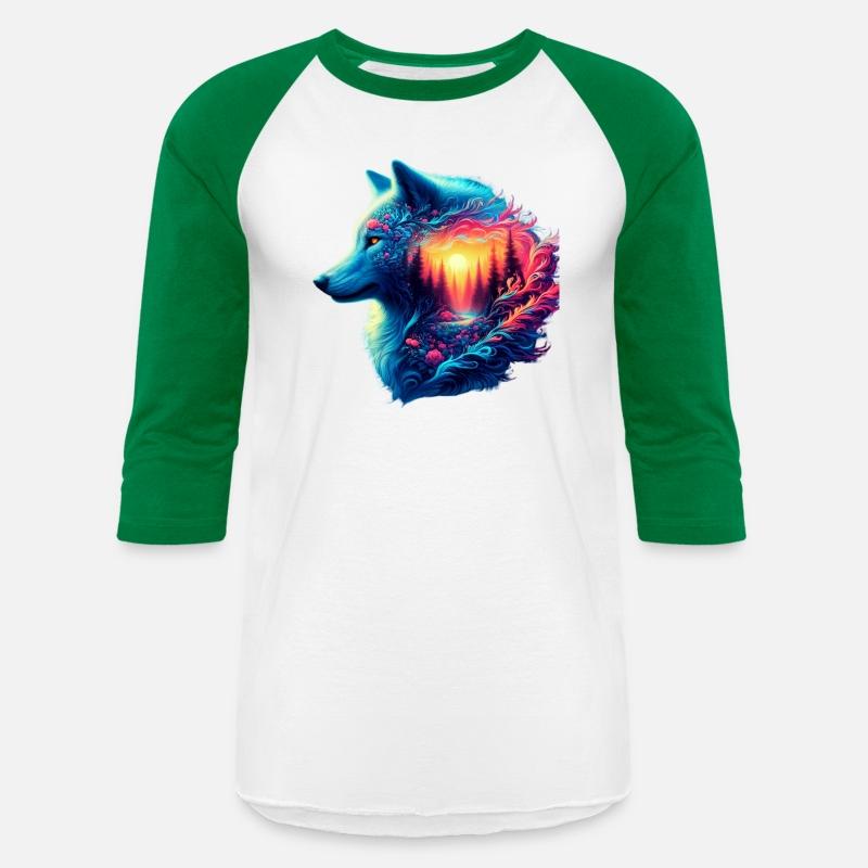 Colorful Wolf and Sunset Forest