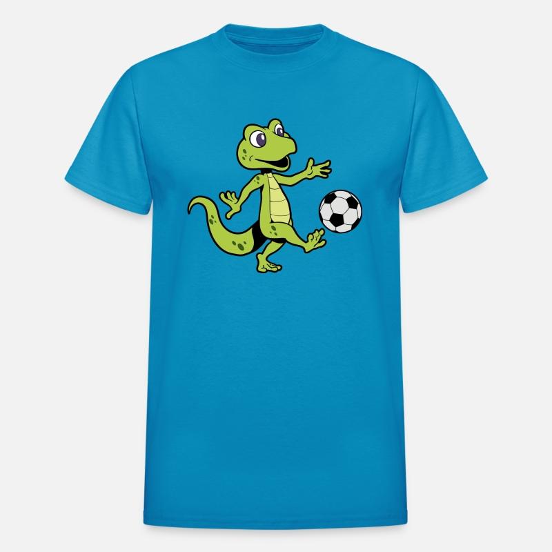Comic Gecko Playing Soccer