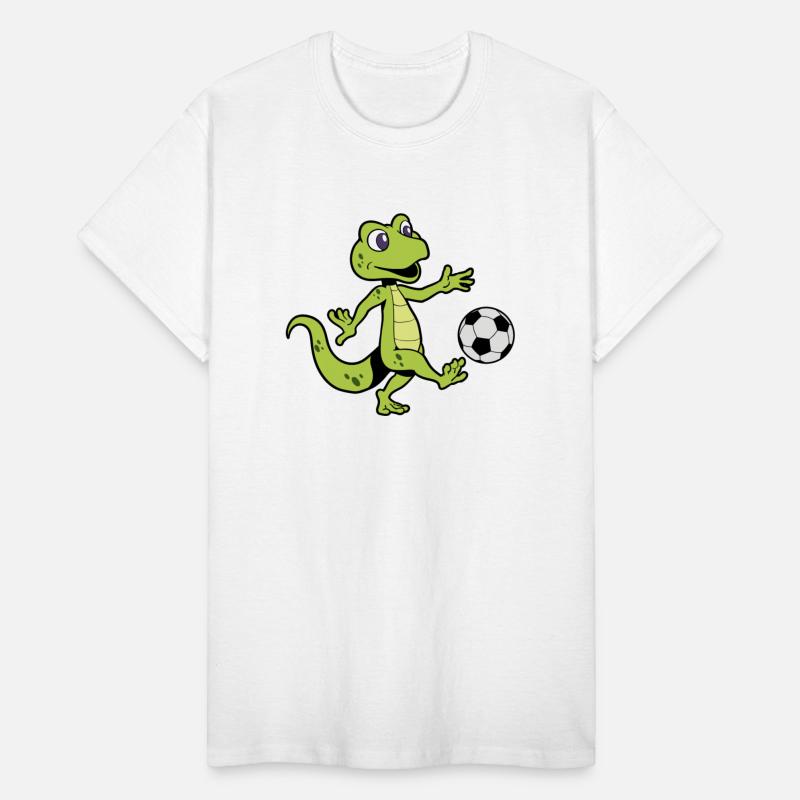 Comic Gecko Playing Soccer