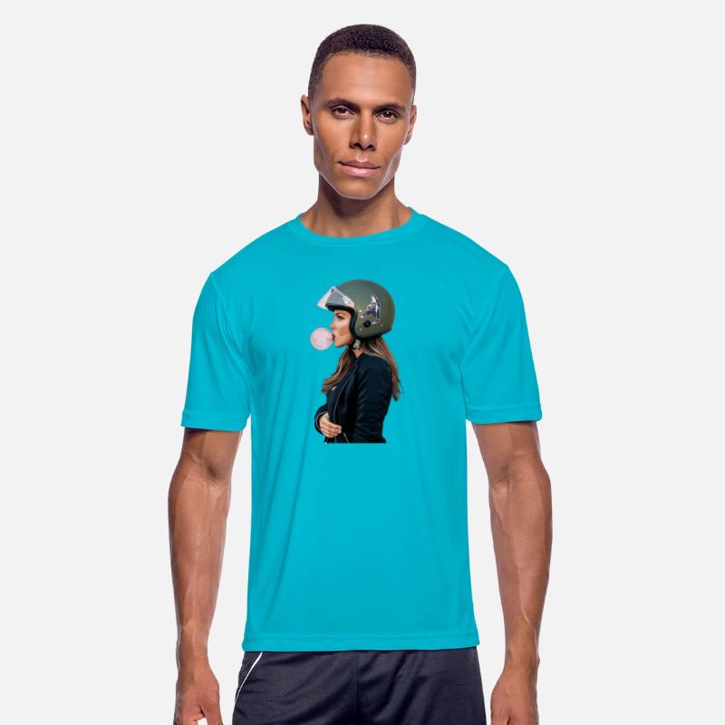 Cool motorcyclist biker chewing gum