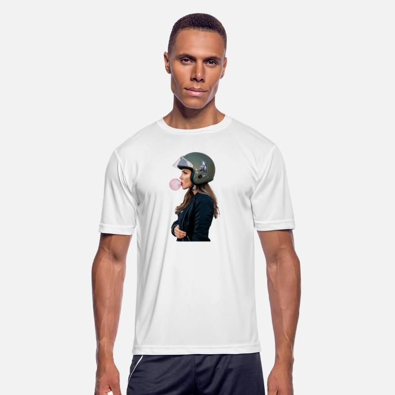 Cool motorcyclist biker chewing gum