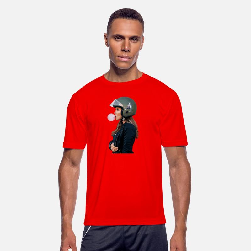 Cool motorcyclist biker chewing gum