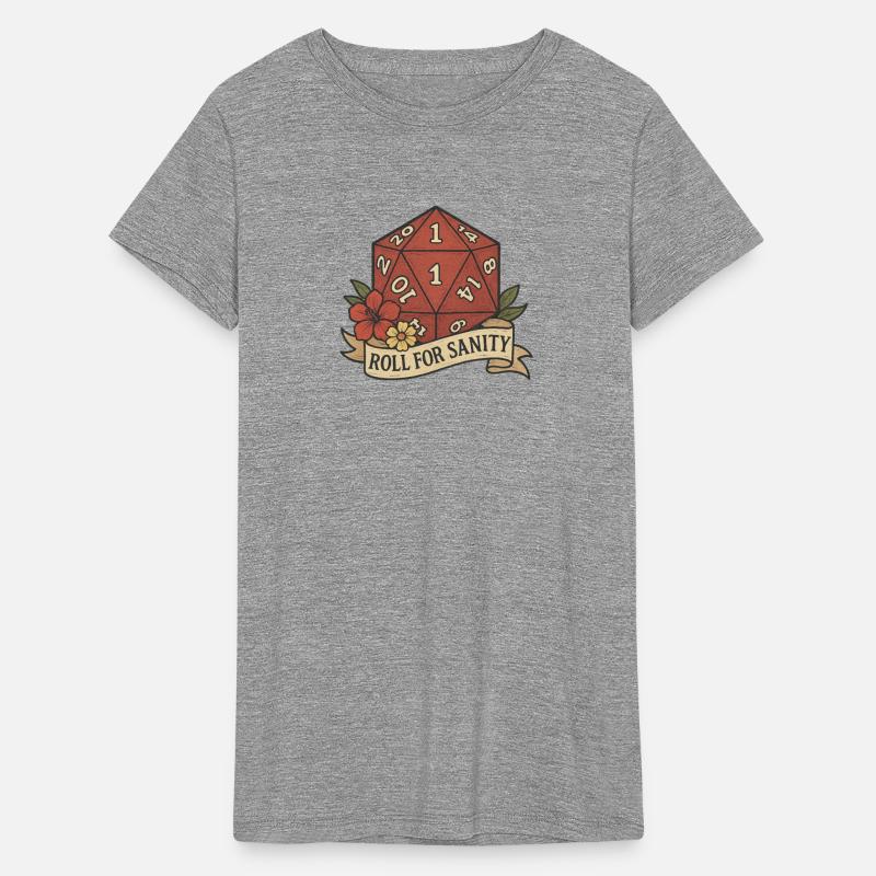 Cute D20 Gaming Die with Floral Banner