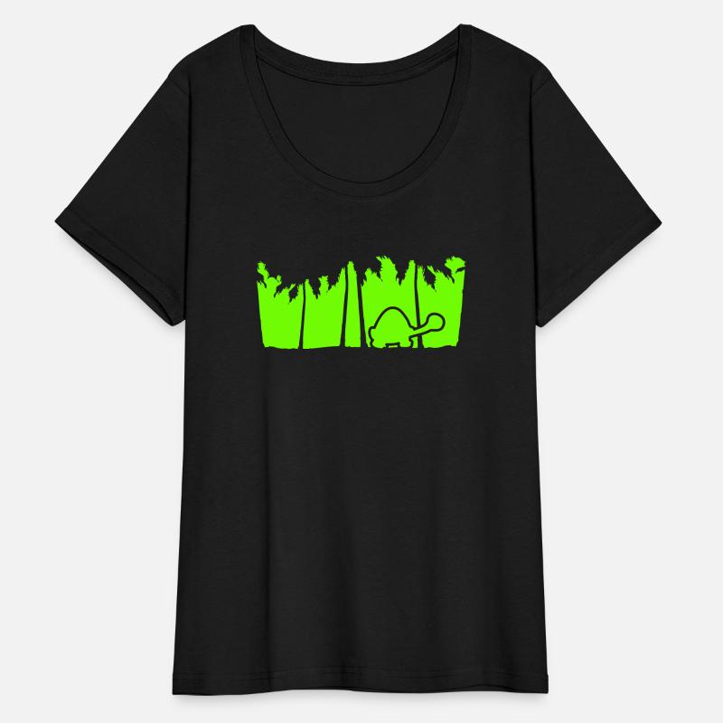 Cute Turtle Walking Palm Trees Silhouette Vacation