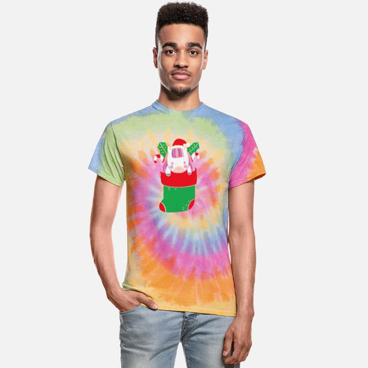 Cute Unicorn inside Christmas Sock with Candy Cane