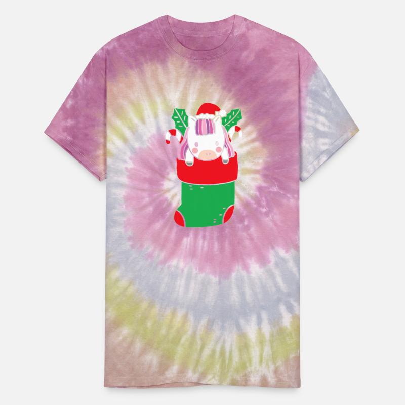 Cute Unicorn inside Christmas Sock with Candy Cane