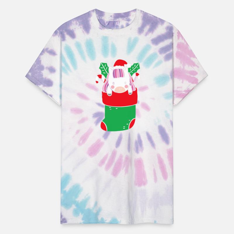 Cute Unicorn inside Christmas Sock with Candy Cane