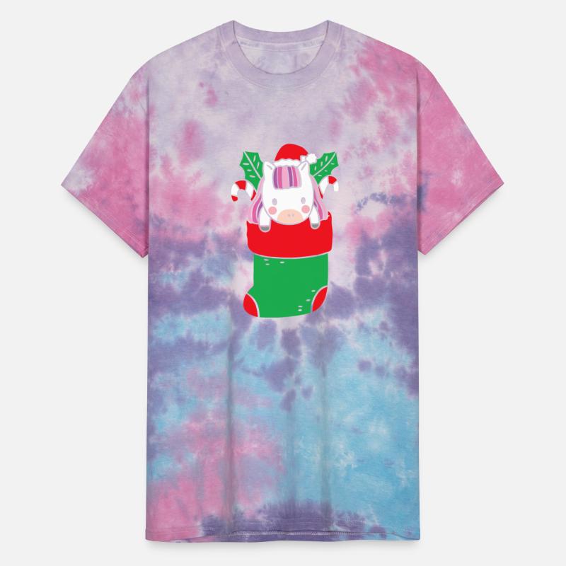 Cute Unicorn inside Christmas Sock with Candy Cane