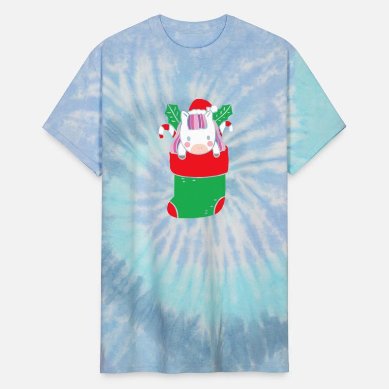 Cute Unicorn inside Christmas Sock with Candy Cane