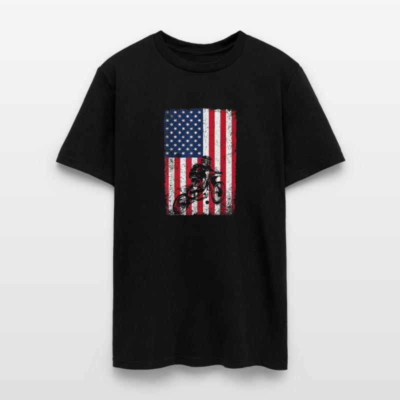 Dirt Bike American Flag Shirt 4th of July Motorcro