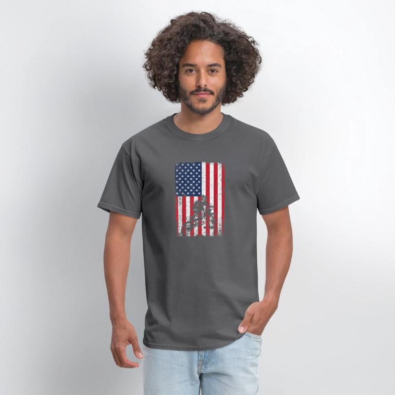 Dirt Bike American Flag Shirt 4th of July Motorcro