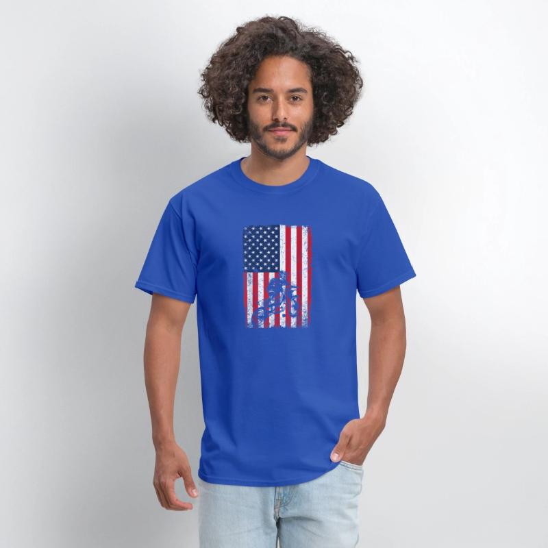 Dirt Bike American Flag Shirt 4th of July Motorcro