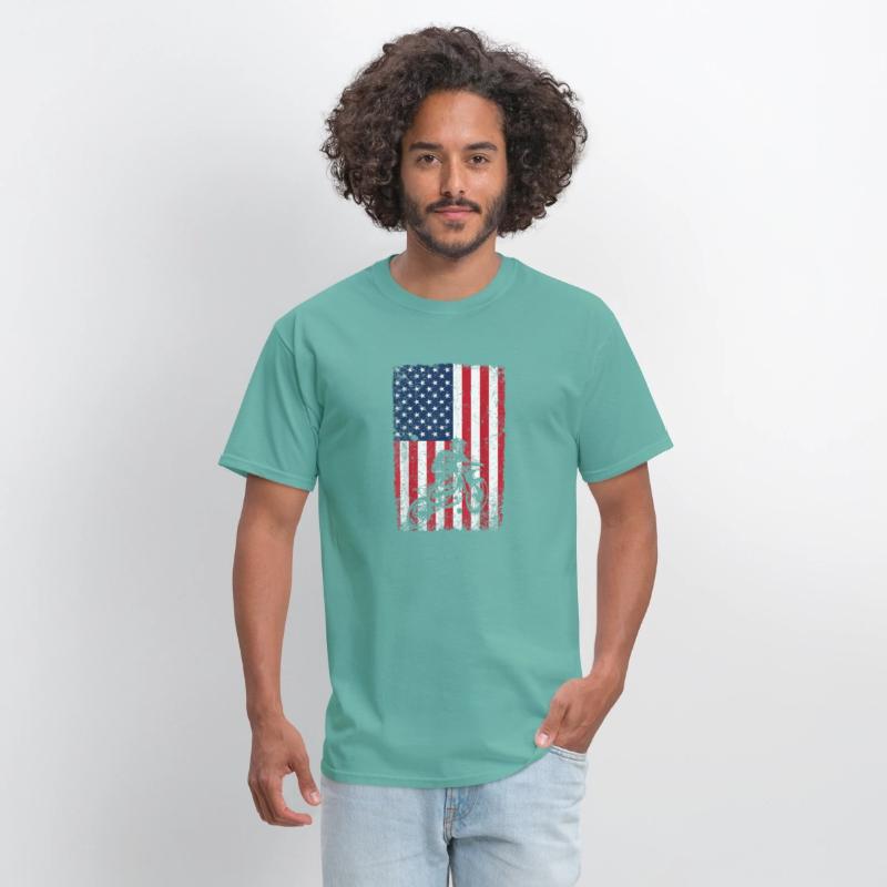 Dirt Bike American Flag Shirt 4th of July Motorcro