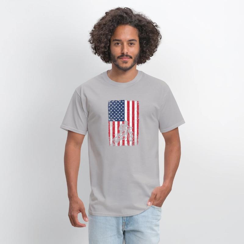 Dirt Bike American Flag Shirt 4th of July Motorcro