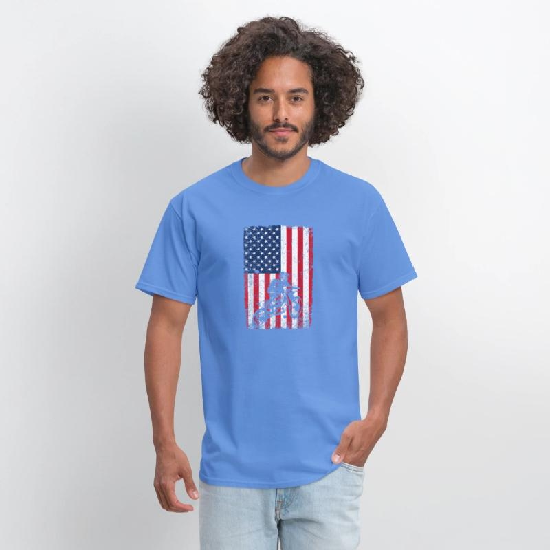 Dirt Bike American Flag Shirt 4th of July Motorcro