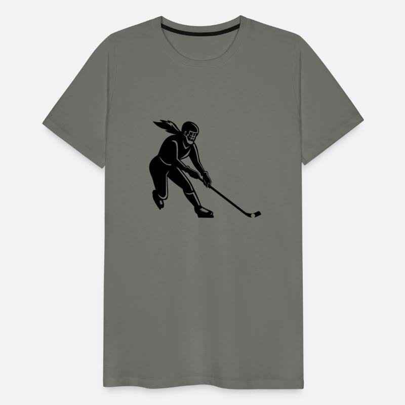 Female Bandy Player Striking Ball with Stick