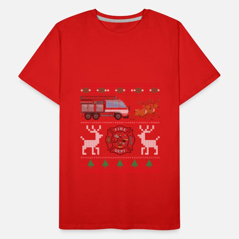 Fire Truck Sleigh Ugly Sweater Christmas