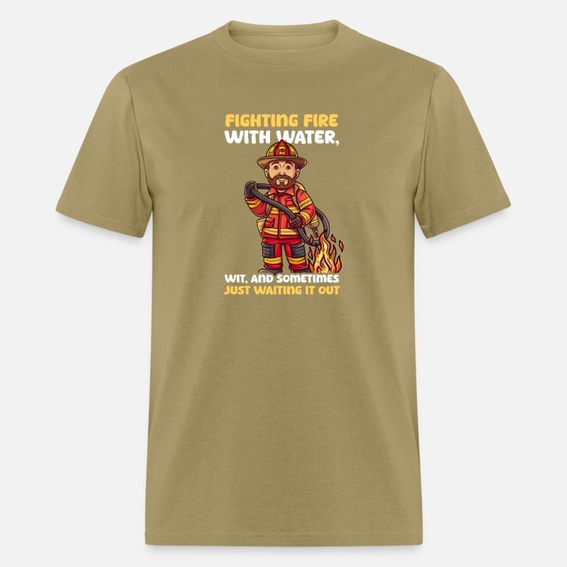 Firefighter With Water, Wit, and Just Waiting It