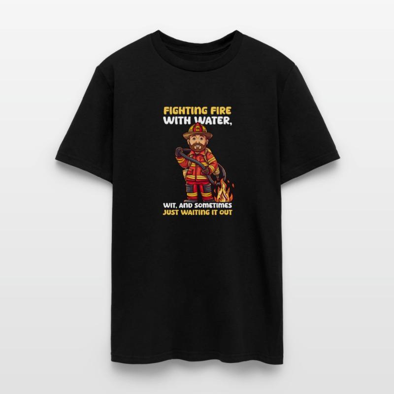 Firefighter With Water, Wit, and Just Waiting It