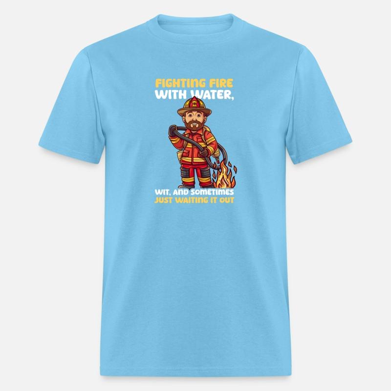 Firefighter With Water, Wit, and Just Waiting It