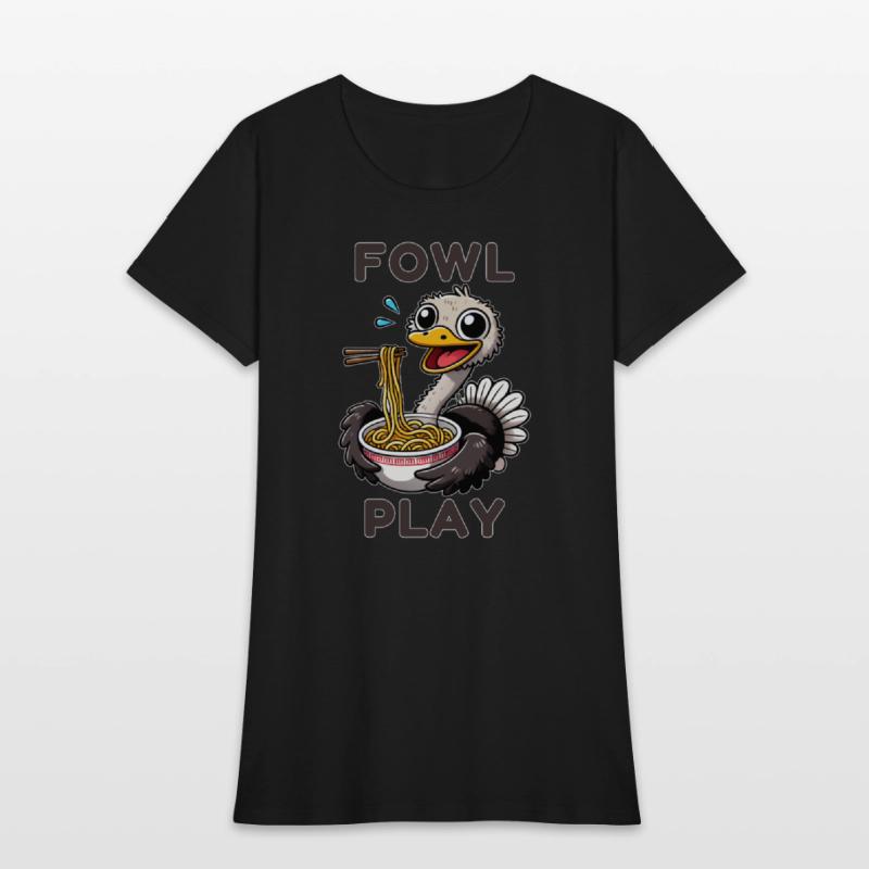 Fowl Play Funny Ostrich eating Noodles