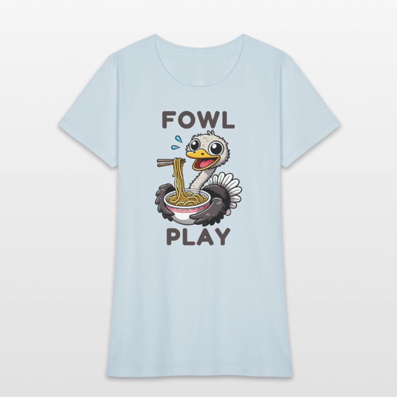 Fowl Play Funny Ostrich eating Noodles